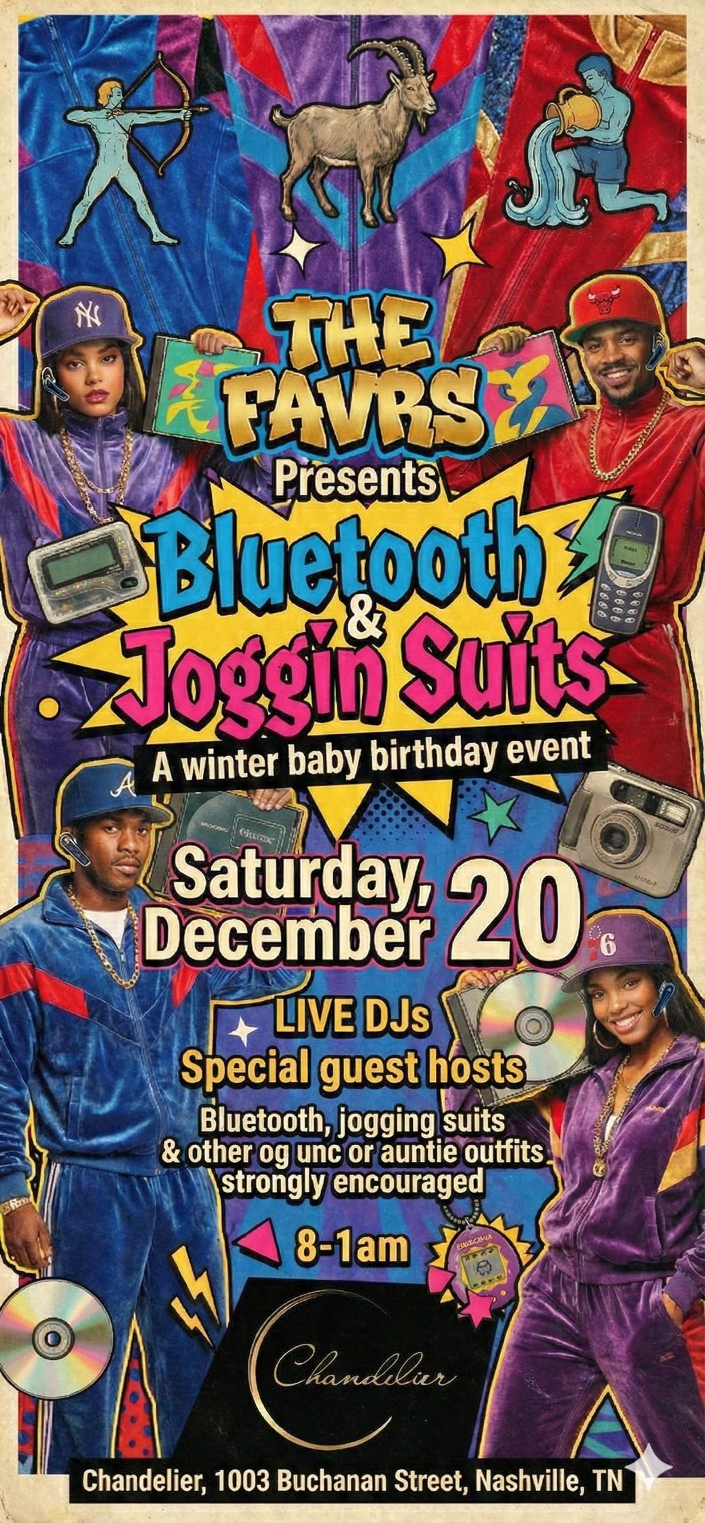 Bluetooth & Joggin Suits event flyer - Saturday December 20th at Chandelier Nashville